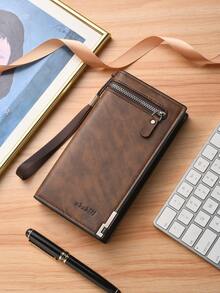 SHABILI New Fashion Business Casual Men's Clutch Bag, Large Capacity Multi-Card Slots Wallet, PU Leather Big Bill Compartment - Coffee - View 11