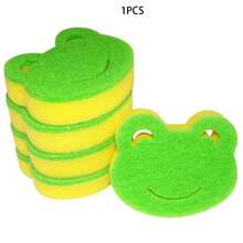 5pcs/10pcs Frog Shaped Cleaning Sponges, Double-Sided Scrub Pads, Dish Washing Sponges, High Quality Kitchen Sponges, Strong Scrubbing Sponges, Super Absorbent, Cleaning Supplies, Cleaning Tools, Back To School Essentials - Frog - View 13