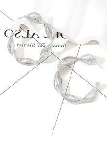 C-Shaped Twisted Texture Earrings, Metal Simple Twisted Texture C-Shaped Light Luxury Fashion Personalized Women's Earrings Exaggerated Creative Accessories Earrings - Silver - View 3