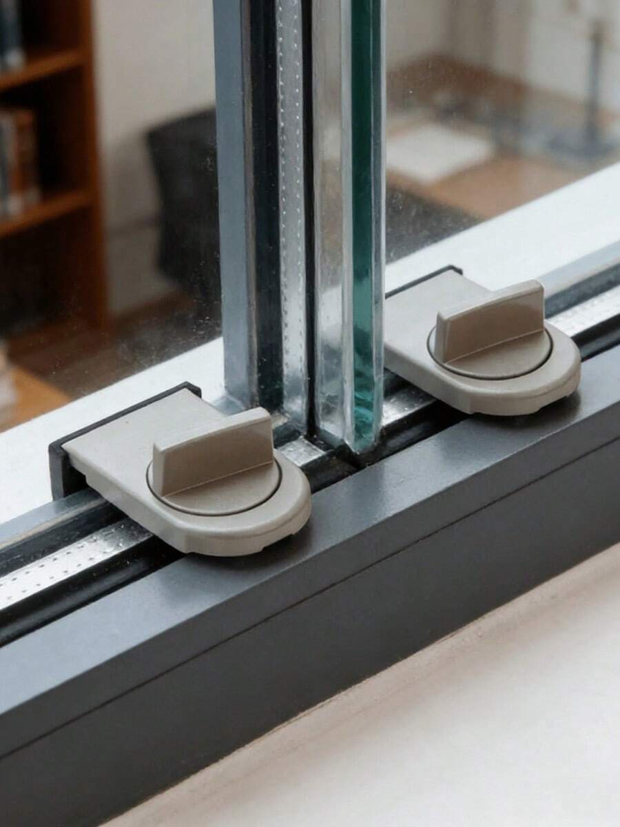 2 piezas/4 piezas Cerradura antirrobo corrediza de acero inoxidable con giro de pulgar sin herramientas, compacta para patio, balcón y hogar - A - Ver 1