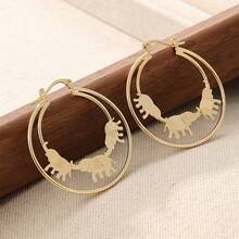 1 Pair Vintage Elegant Animal Earrings, Handmade Gold Elephant Earrings For Women, Suitable For Parties And Dates, Perfect Anniversary Or Valentine's Day Gift For Wife Or Girlfriend - Gold - View 5