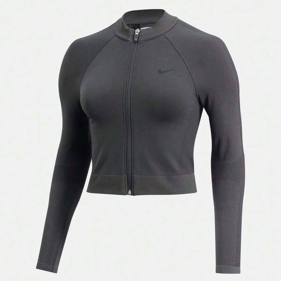 Nike 女士 AS W NP DF SMLS FZ 中层针织连帽夹克 IO4467-070 - 灰色 - 查看 1