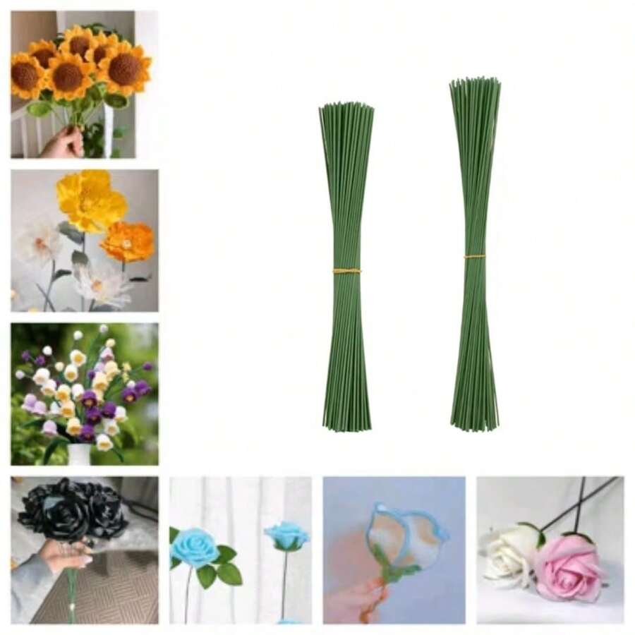 Handmade Floral Stem, Iron Wire Artificial Flower Crafting DIY Stem, Wholesale Green Coated Stem Accessories