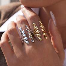 2pcs/1pc Minimalist Geometric Smooth Stainless Steel Ring Set, Holiday Gift/Versatile Daily Wear - Multicolor - View 7