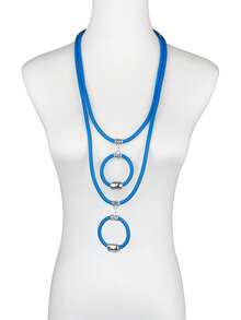 MARLIWOO 1pc Fashionable Hollow Geometric Layered Necklace, Minimalist Daily Jewelry For Women - Multicolor - View 13