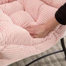 Fauler Stuhl Mit Ottoman, Moderner Lounge Akzent Stuhl Mit Armlehnen Und Einer Seitentasche, Freizeit Polsterte Sofa Stuhl Lesestuhl Mit Fußlehne Für Kleinen Raum, Eckstuhl-Pink - Pink - View 3