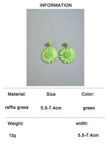 imoli 一对波西米亚风手工拉菲草花朵耳钉，时尚珠宝礼品，适合海滩度假 - 彩色 - 查看 13