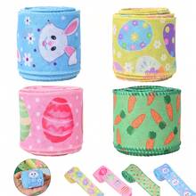 4Amazonia 5码/卷 可爱复活节铁丝边丝带 - 复活节彩蛋印花丝带 兔子 胡萝卜 卡车图案丝带 - 复活节黄麻丝带，适合春季礼品包装 - 彩色 - 查看 2