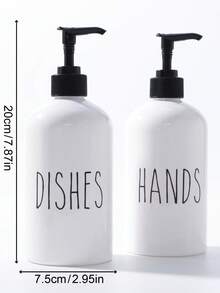 GAONLY 两件套洗手液和洗洁精套装 - 带托盘的厨房皂液器套装 - 竹制皂液器，适用于厨房水槽 - 波西米亚风厨房装饰，现代风格装饰（黑/白）返校季 - 白色 - 查看 3