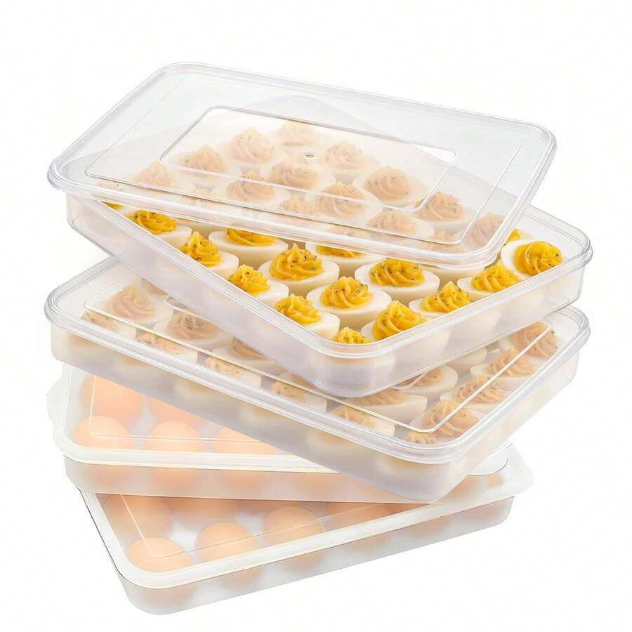 4pcs Food Storage Container, Vegetable Storage Box, With Lid, Transparent Refrigerator Fresh-Keeping Box, Keeps Food Fresh, Kitchen Storage Bin - 透明 - 查看 1