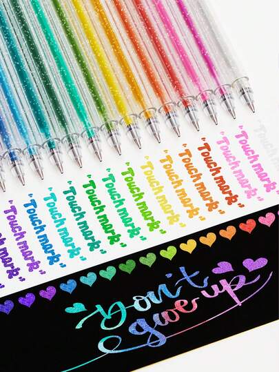 8pcs/12pcs/18pcs/24pcs/36pcs/48pcs Glitter Desert Gel Pens, Fluorescent Highlighter Markers, Shiny Liquid & Pearl Desert Writing Pens, Colorful Ballpoint Pens, Elegant Stationery Gifts Suitable For Students, Diary Writing, Back To School Essentials