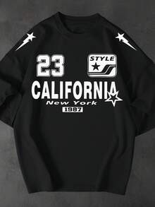 Kit Of 3 Oversized T-Shirts, Street Style, Streetwear, California, Sizes 30, 23, 96, Unisex, 100% Cotton, Loose Fit - 黑白巧克力 - 查看 3