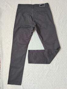 Men's Slim Fit Twill Trousers With Elastane And Side Pockets. - Dark Grey - View 2