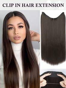 Invisible Steel Wire Hair Extensions, Transparent Hair Hoop, Adjustable Size, Detachable Safety Clips, Synthetic Straight Hair, Women Invisible Wig - Multicolor - View 14