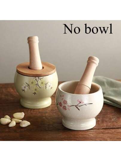 Mill Grinder Set Handheld Seasoning Mills Stick Kitchen Mortar And Pestle Tools Set Wooden Garlic Handle Garlic Mortar 1PC
