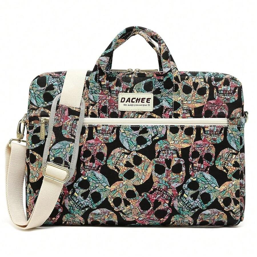 Bolso de hombro para portátil DACHEE de 15 pulgadas/15.6 pulgadas Pro - Calavera gótica de hombro de 13 pulgadas y 133 pulgadas - Ver 1
