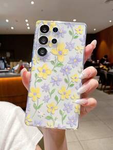 1pc Floral Pattern Android Phone Case, Precise Cutout Camera Protection Suitable Compatible With Samsung, Nothing, Pixel, , - Clear - View 3