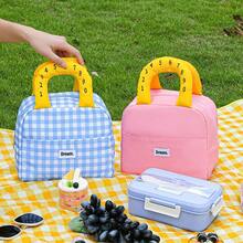 Color Block Plaid Insulated Lunch Box, Portable Thermal Bag, Essential For Students And Office Workers, Commuter Insulated Lunch Tote, Ice Pack, Large Capacity Handheld Student Portable Lunch Bag - Multicolor - View 6