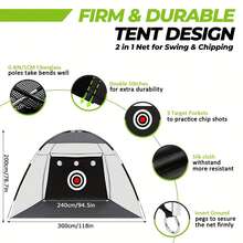 Golf Net With Practice Mat, Portable Hitting Aid For Driving Chipping Swing, 3-In-1 Turf Mat, Target Pockets, Quick Setup Backyard Golf Training Set - Black - View 5