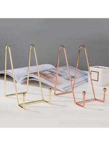 1pc Premium Iron Metal Business Card Holder - Minimalist Stylish Desktop Display Stand With Phone Holder - Simplistic Office Desk Organizer Accessory - Multicolor - View 2