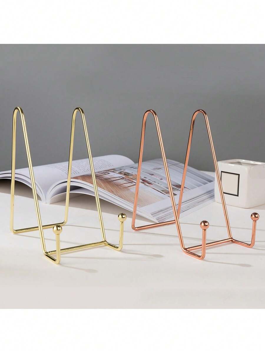 1pc Premium Iron Metal Business Card Holder - Minimalist Stylish Desktop Display Stand With Phone Holder - Simplistic Office Desk Organizer Accessory