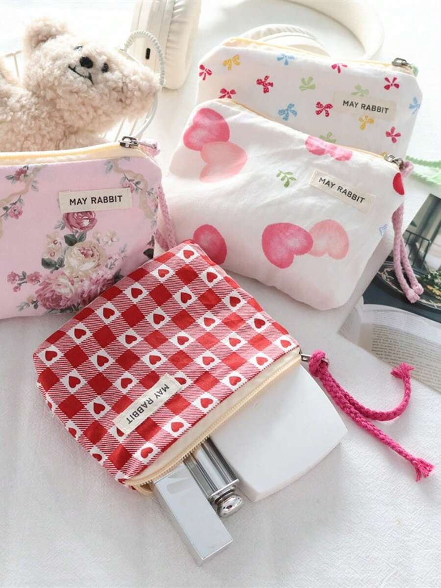 可爱蝴蝶结手拿包，便携式耳机线收纳包，迷你零钱包，口红化妆包 - 彩色 - 查看 1