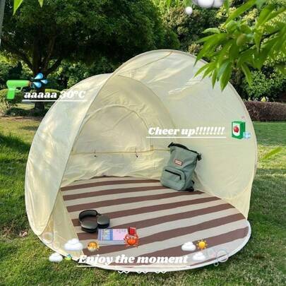 Portable Beach Sun Shade Canopy - Pop-Up Sun Shade Tent, Provides UV Protection, Easy To Store, Non-Waterproof, Comes With Small Carrying Bag - White