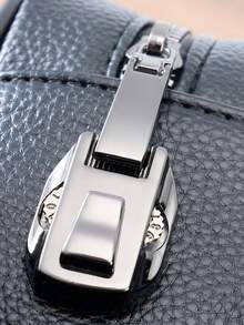 HOVI'S Men Clutch Bag Black Pebbled PU Leather - Dual Zipper & Password Lock Design Hand Strap Large Capacity Phone & Essentials Holder Anti-Theft Business Casual New Year Gift Valentine's Day Gift - Black - View 8