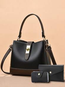 Women's 3-Piece Set: Fashion Shoulder Bag, Bucket Bag, And Handbag - Beige - View 7