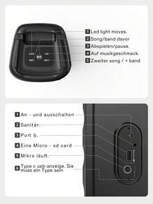 Wireless Speaker With Subwoofer, Large Boombox Speaker, Stereo Speaker, Subwoofer, Outdoor Wireless Speaker, Party Disco Light, TWS, TF, Optional MIC - 黑色升級版本 - 查看 8