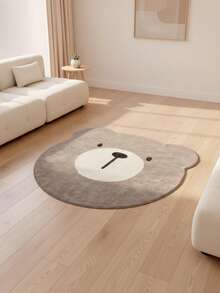 1pc Cute Brown Bear Head Shaped Rug, Asymmetrical Animal Head Decorative Carpet, Bedroom Decor, Small Rug, Carpet, Home Decor, Living Room Rug, Living Room Small Rug, Bedroom Rug, Living Room Home Decor, Outdoor Rug, Washable Rug - Multicolor - View 13