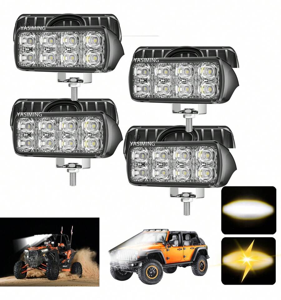 Tendencia4pzs Faros Led Auxiliares 120w, Blanco 2 Modos Estrobo AutoCalidad premium - 1 - Ver 1