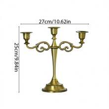 1件/套，金属三臂烛台，复古欧式锥形烛台，婚礼/派对/家庭餐桌装饰摆件，节日氛围装饰礼品 - 三臂 - 查看 4
