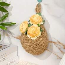 3pcs Bohemian Handwoven Hanging Baskets Set - Rustic Wall Mounted Storage And Decor Mesh Racks With Artistic Design, Multipurpose, Small Items, Natural Beige Fabric, Perfect Ideal Home Decor, Racks, Wall Art, Farmhouse Style, Durable Mesh, Decor Baskets, Hanging Baskets, Decor Baskets, Fruit Baskets, Wall Fruit Baskets - Multicolor - View 6