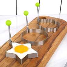 5pcs Stainless Steel Pancake Molds, Suitable For Frying Pan Egg Molds, Easy To Clean Cooking Molds, Various Shapes, Heart-Shaped - Multicolor - View 3