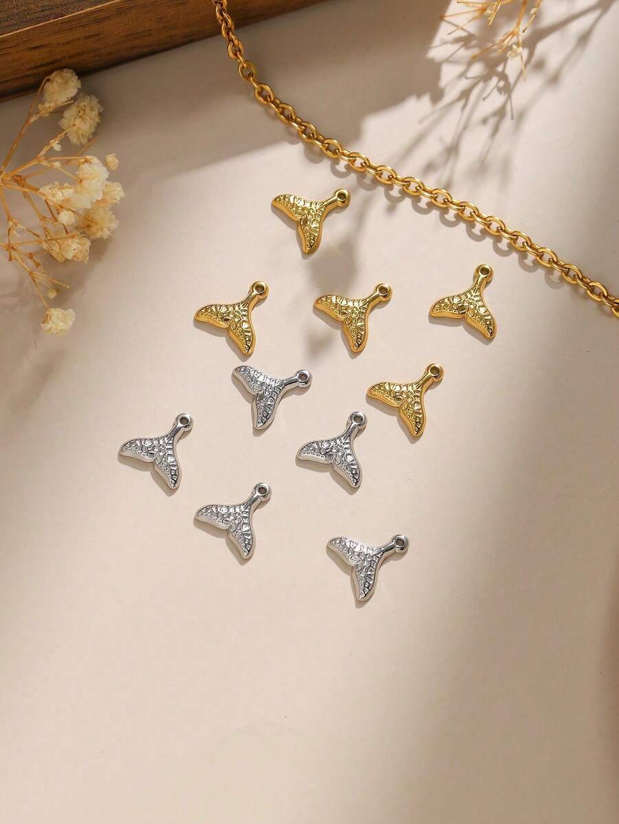 3pcs/Pack 304 Stainless Steel DIY Jewelry Accessories, Elegant Minimalist Fish Tail Pendant - Fishtail Accessories - View 1