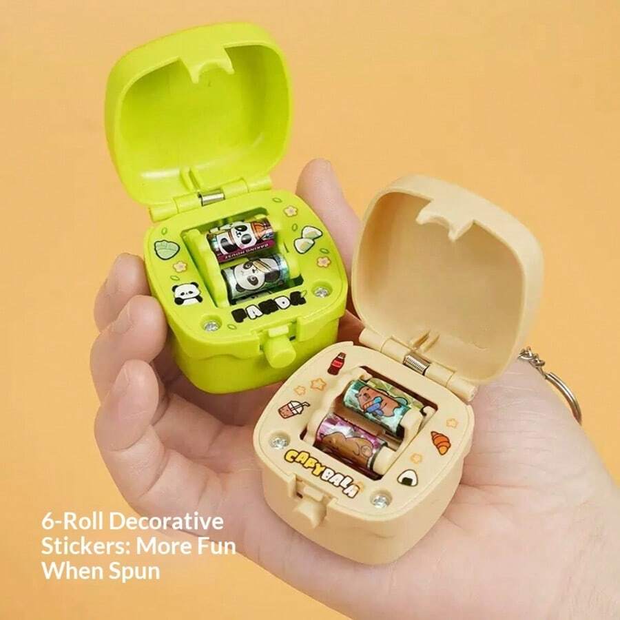 1pc 2026 Trending Cartoon Mini Squeeze Surprise Box Sticker Maker Keychain Pendant Stress Relief Toy, Perfect Gift For Children, Girls, Festivals, Birthdays, Fun Present