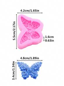 1pc Pink Liquid Silicone Material Silicone Mold, Double-Layer Butterfly Silicone Mold, Flower & Butterfly Clay Mold For Making Candles, Fridge Magnets, DIY Plaster, Fragrance Diffusers, Car Vent Clip Diffusers - Butterfly - View 9