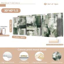 三件套现代简约波西米亚抽象油画艺术版画，适用于家居、办公室、客厅、卧室，绿色墙面艺术装饰，梦幻主题春夏装饰海报，室内人像方向无框帆布墙画，时尚女孩艺术，励志语录艺术，家居装饰，帆布画 - 彩色 - 查看 19