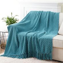 Teal Throw Blanket For Couch, Knit Woven Turquoise Blankets For Chair,  Soft Warm Decorative Green Blanket With Tassels For Spring Decor - 土耳其綠 - 查看 5