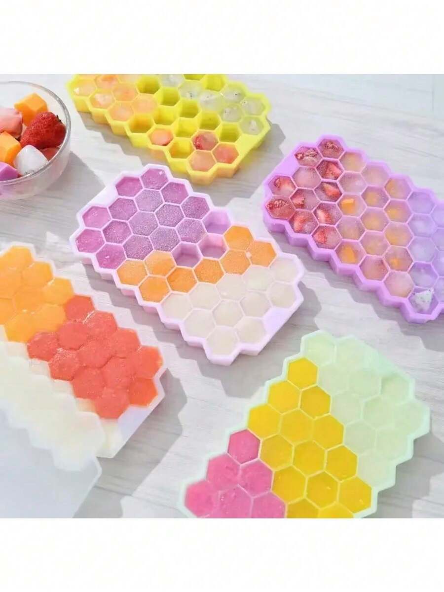 1个装冰块模具 厨房家用蜂窝形冰块模具托盘 硅胶冰块制作模具 冰淇淋小工具配件 - 多色的 - 查看 1