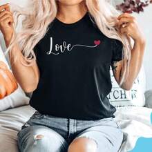 Love Valentine's Shirt, Arrow Love Shirt, Glitter Valentine's Day Shirt, Cute Valentine's Day Tee, Valentine's Gift For Her, Girlfriend - Black - View 1