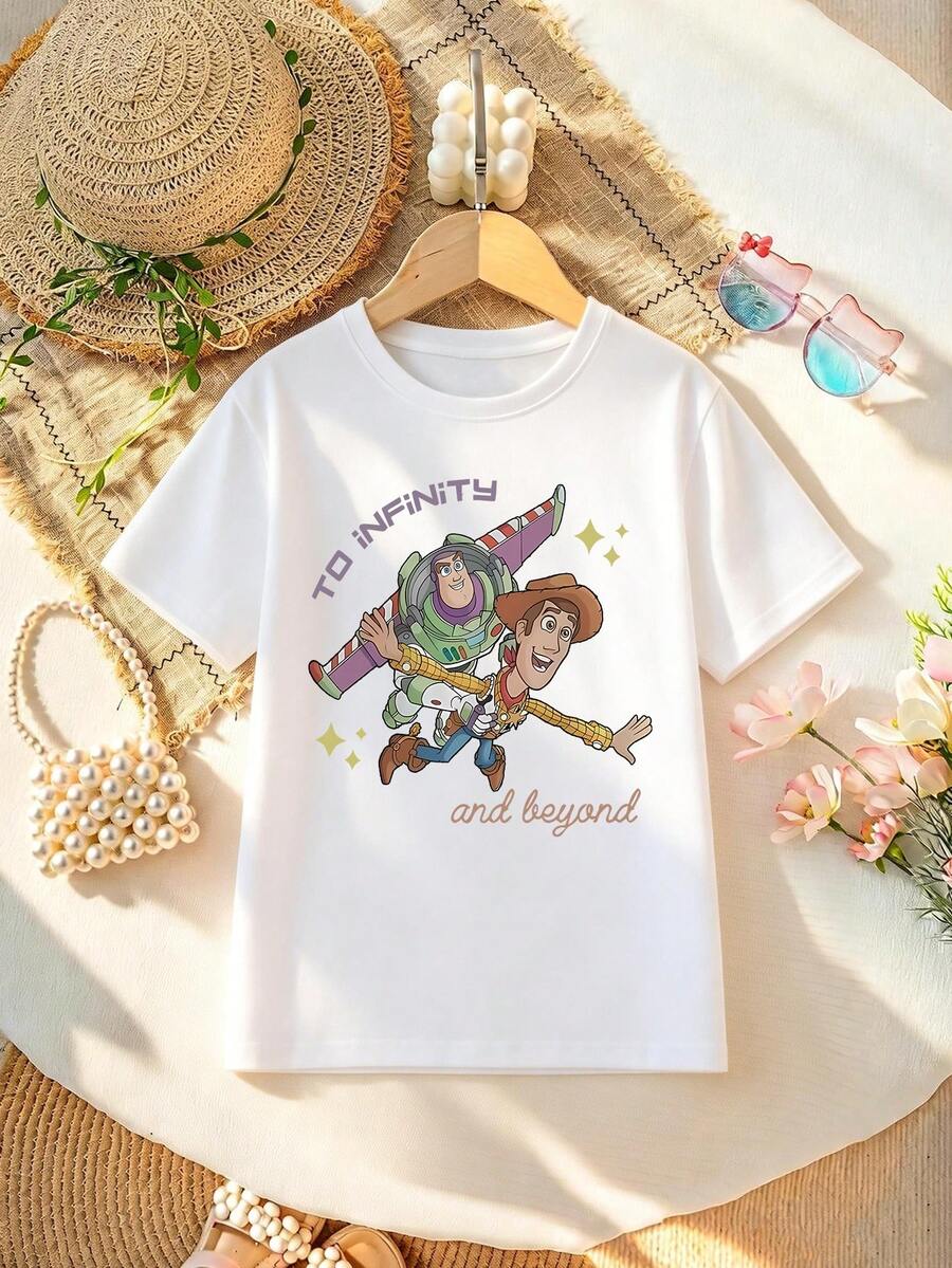 Disney Women's T-Shirt Featuring Toy Story Cartoon Print. Soft, Comfortable, And Durable Fabric. Spring/Summer Women's Crew Neck T-Shirt Perfect For Everyday Wear, Shopping, Parties, Travel, And Gatherings. Also Makes An Exquisite Gift. - trắng - Xem 1