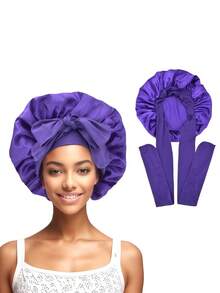 Silk Fabric Sleeping Cap, Adjustable Drawstring, Suitable For Women With Natural Curly Hair Hair Sleep Cap Sleep Bonnet - Multicolor (1pc) - View 27