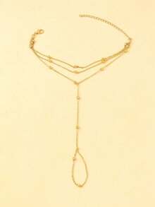 1 Peça Pulseira de Corrente de Dedo Multicamadas de Contas de Metal Boêmio, Joia de Mão e Pulso de Design Único, Presente de Festa para Mulheres - Multicolorido - Visão 2