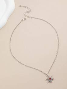 1pc Fashionable & Unique Octagram Necklace, Suitable For Daily Wear - Silver - View 4