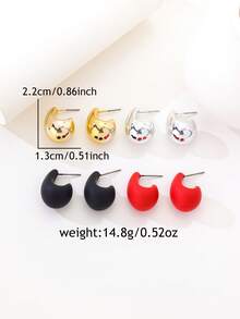 4 pares de pendientes de botón con forma de lágrima - Multicolor - Ver 3