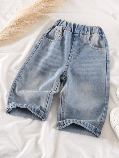 Young Boy's Spring Straight Leg Jeans With Pockets, Suitable For Daily, School, Casual And Outdoor Wear