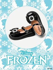 Disney 1双冰雪奇缘公主鞋，艾莎、安娜、阿伦黛尔公主鞋，舒适防滑透气，适合日常和户外穿着（儿童平底鞋、女童鞋、公主鞋、女王鞋） - 黑色 - 查看 2