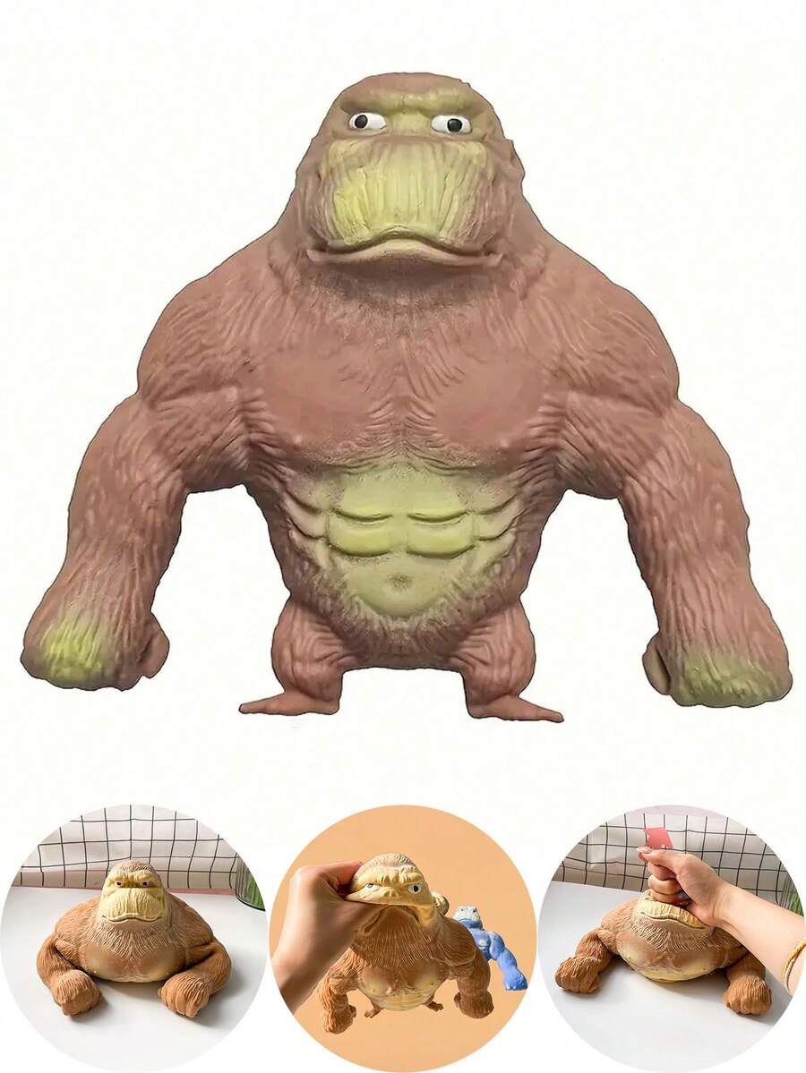 1/3个装弹力橡胶大猩猩玩具，乳胶填充恶作剧娃娃，创意趣味搞怪玩具，挤压玩具，可拉伸，缓解压力和焦虑，办公室和旅行减压玩具，解压玩具，抗压玩具，派对游戏，派对礼品，女孩玩具，男孩玩具，女孩礼物，女孩游戏，男孩游戏，派对礼品袋填充物，生日派对礼品，趣味礼物